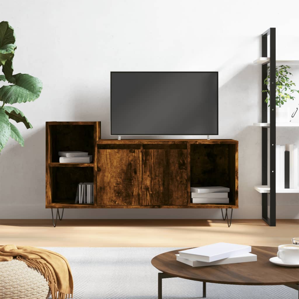 Berkfield TV Cabinet Smoked Oak 100x35x55 cm Engineered Wood