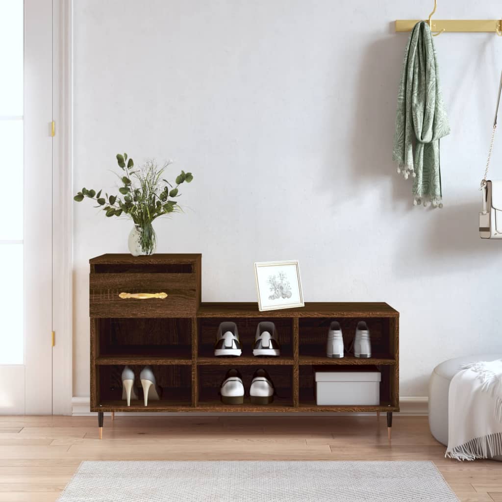 Berkfield Shoe Cabinet Brown Oak 102x36x60 cm Engineered Wood