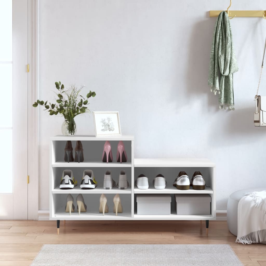 Berkfield Shoe Cabinet White 102x36x60 cm Engineered Wood