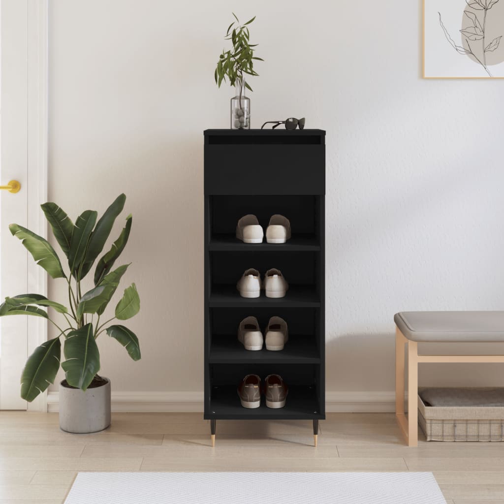 Berkfield Shoe Cabinet Black 40x36x105 cm Engineered Wood