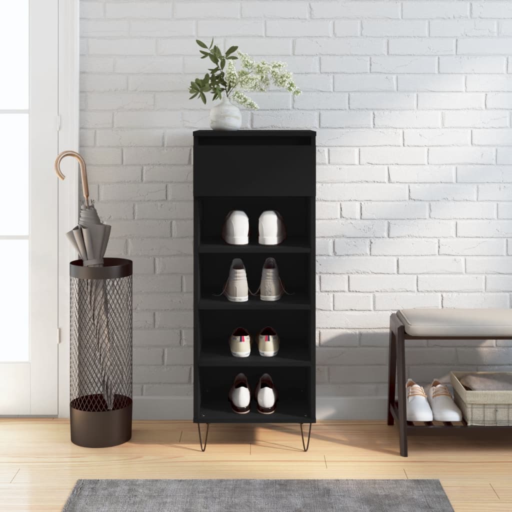 Berkfield Shoe Cabinet Black 40x36x105 cm Engineered Wood