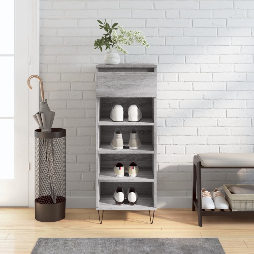 Berkfield Shoe Cabinet Grey Sonoma 40x36x105 cm Engineered Wood