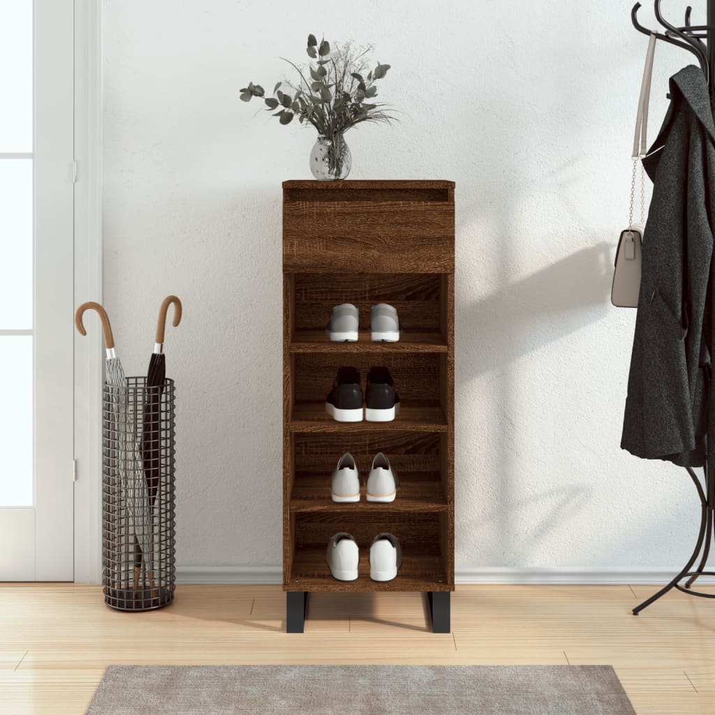 Berkfield Shoe Cabinet Brown Oak 40x36x105 cm Engineered Wood
