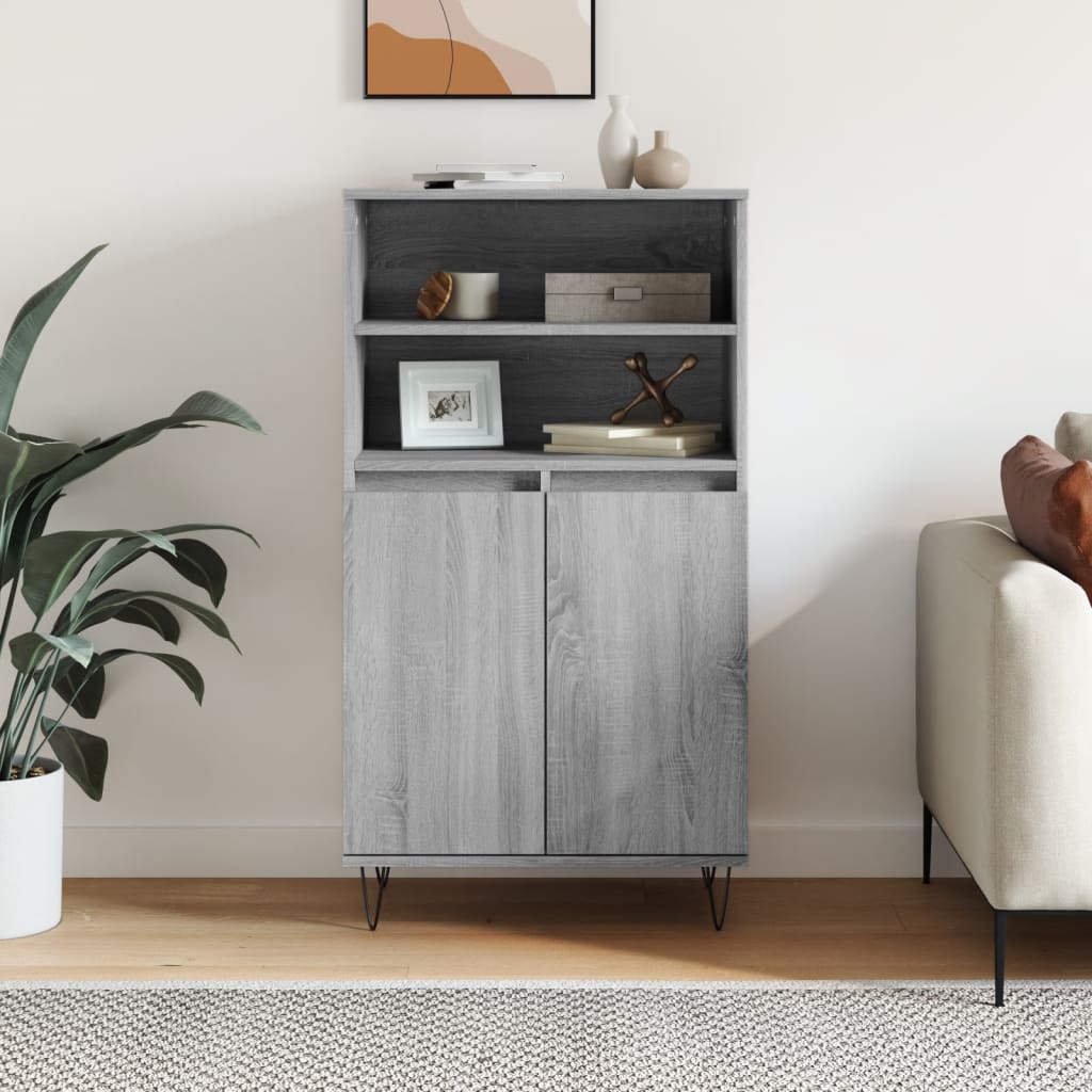 Berkfield Highboard Grey Sonoma 60x36x110 cm Engineered Wood