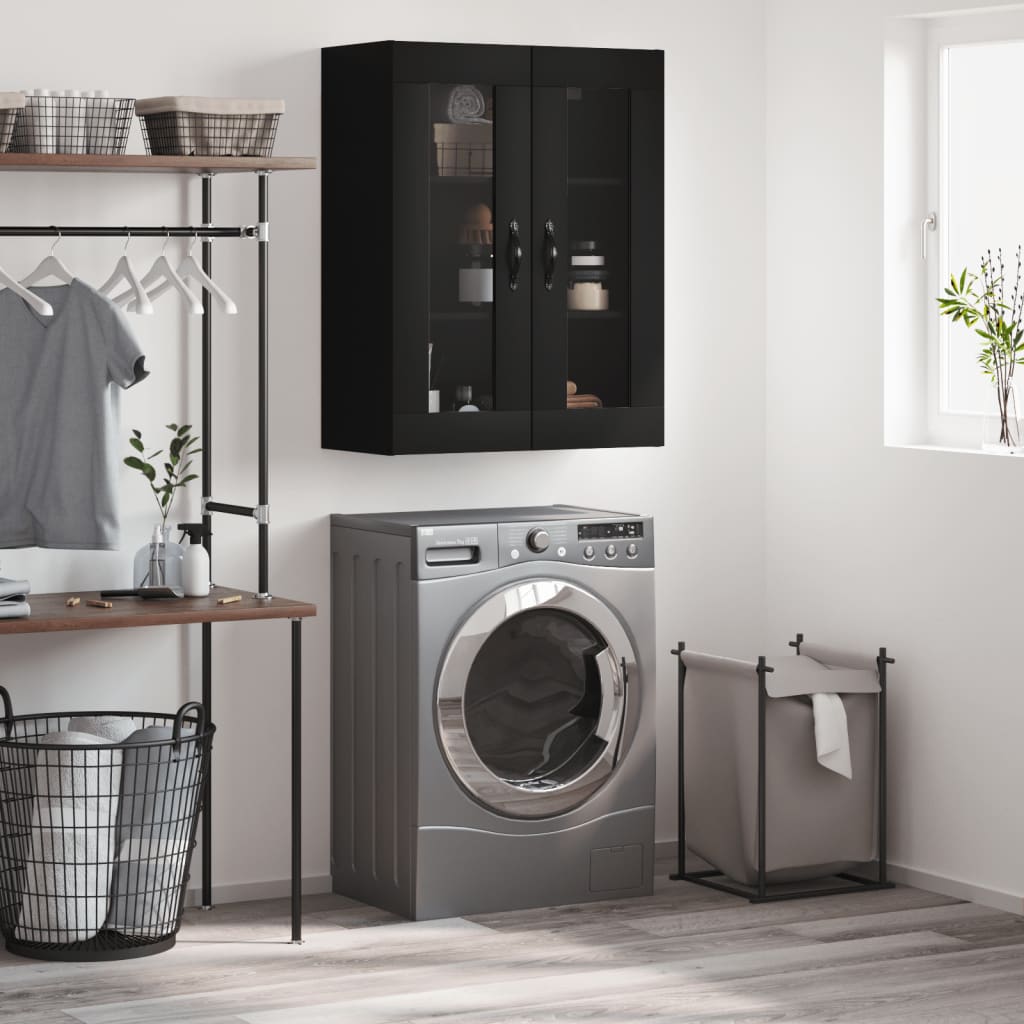 Berkfield Wall Mounted Cabinet Black 69.5x34x90 cm Engineered Wood