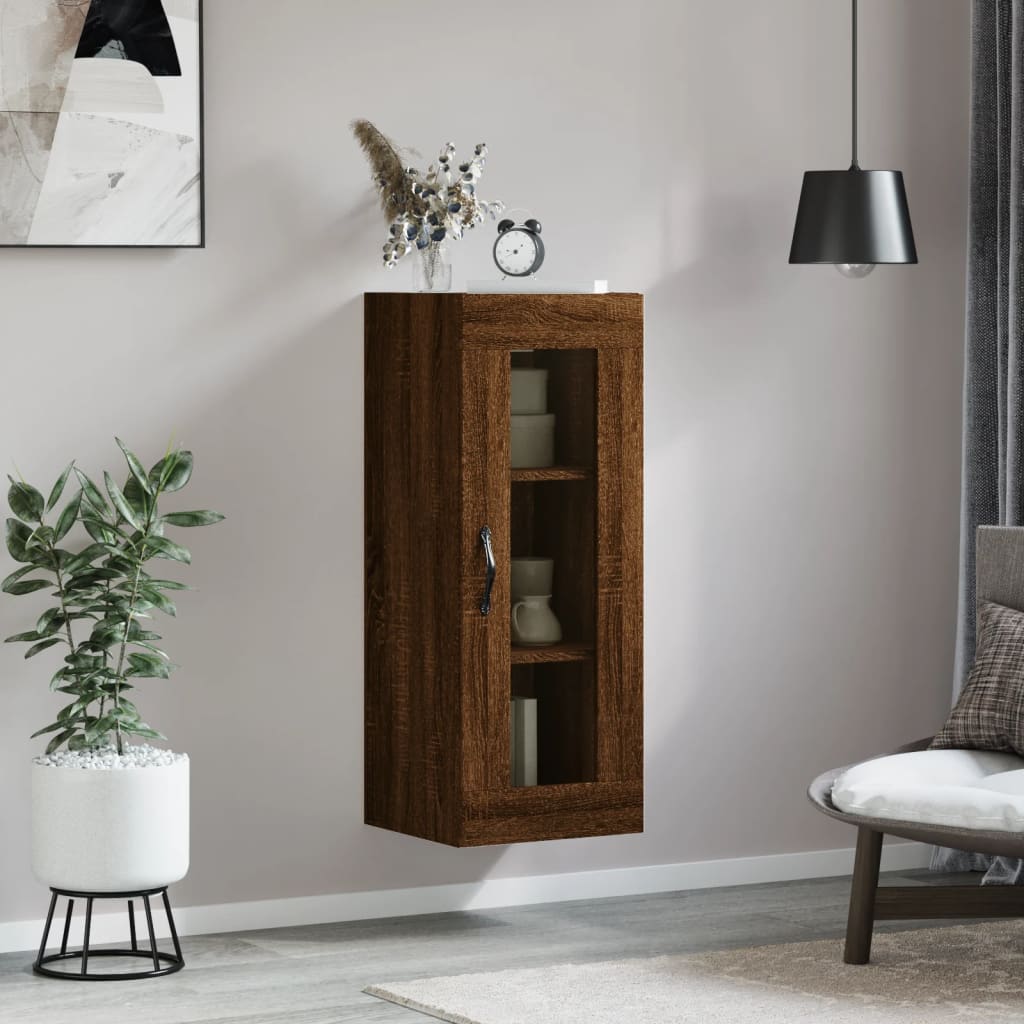 Berkfield Wall Mounted Cabinet Brown Oak 34.5x34x90 cm