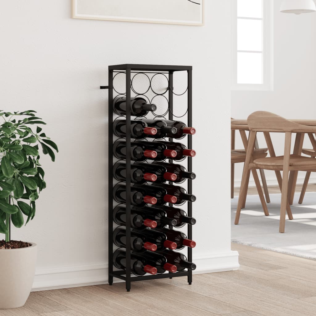 Berkfield Wine Rack for 27 Bottles Black 34x18x100 cm Wrought Iron