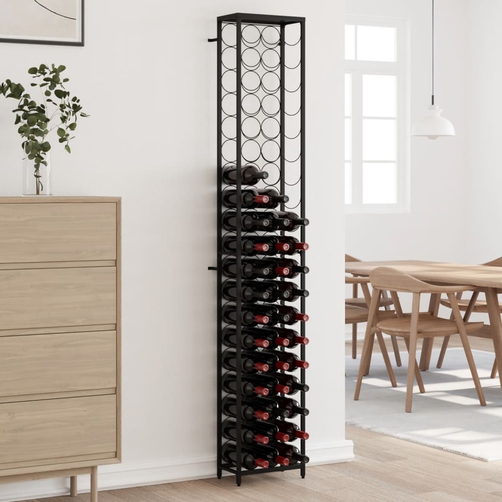 Berkfield Wine Rack for 57 Bottles Black 34x18x200 cm Wrought Iron