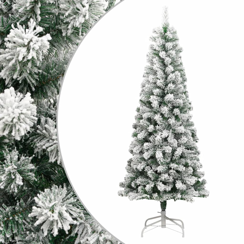 Berkfield Artificial Hinged Christmas Tree with Flocked Snow 210 cm