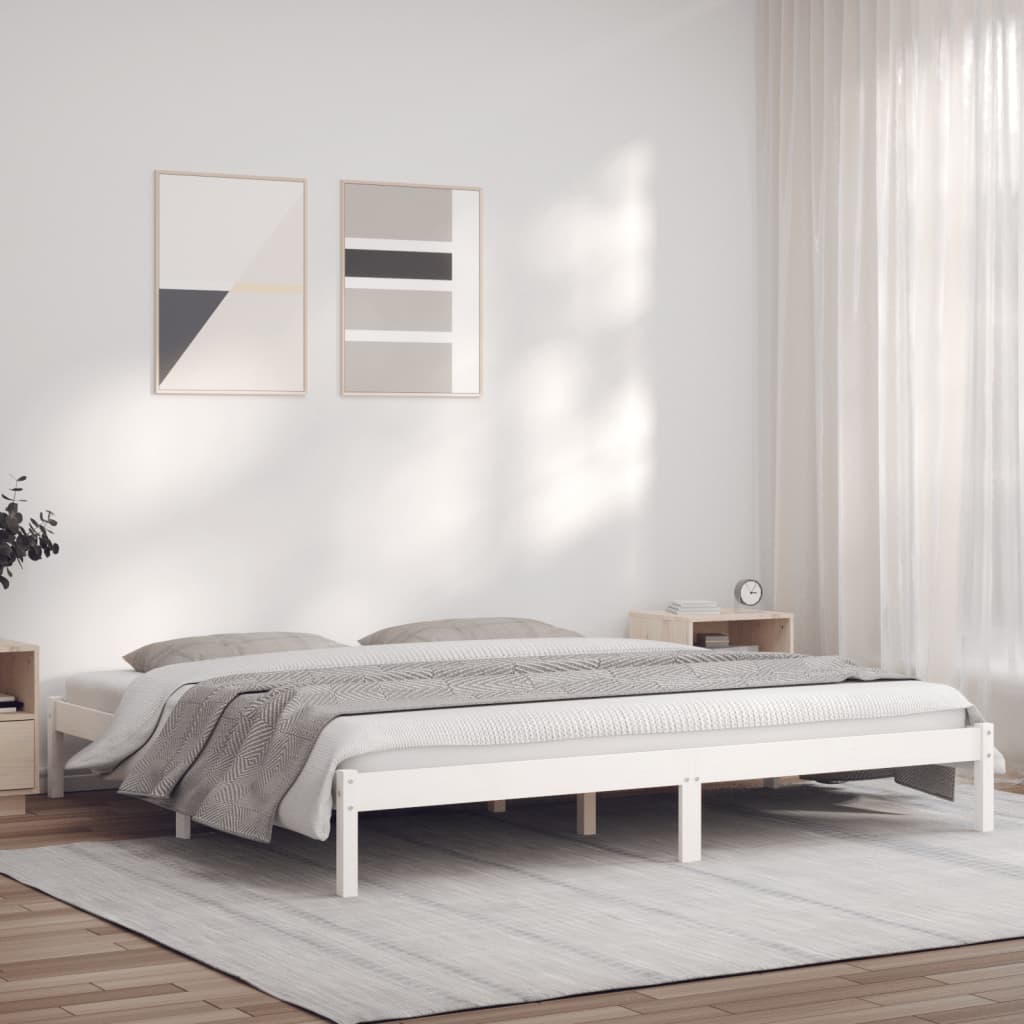 Berkfield Bed Frame White 180x200 cm Solid Wood Pine 6FT Super King