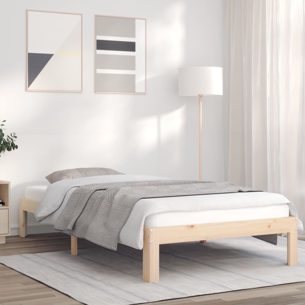 Berkfield Bed Frame 75x190 cm Solid Wood Pine 2FT6 Small Single