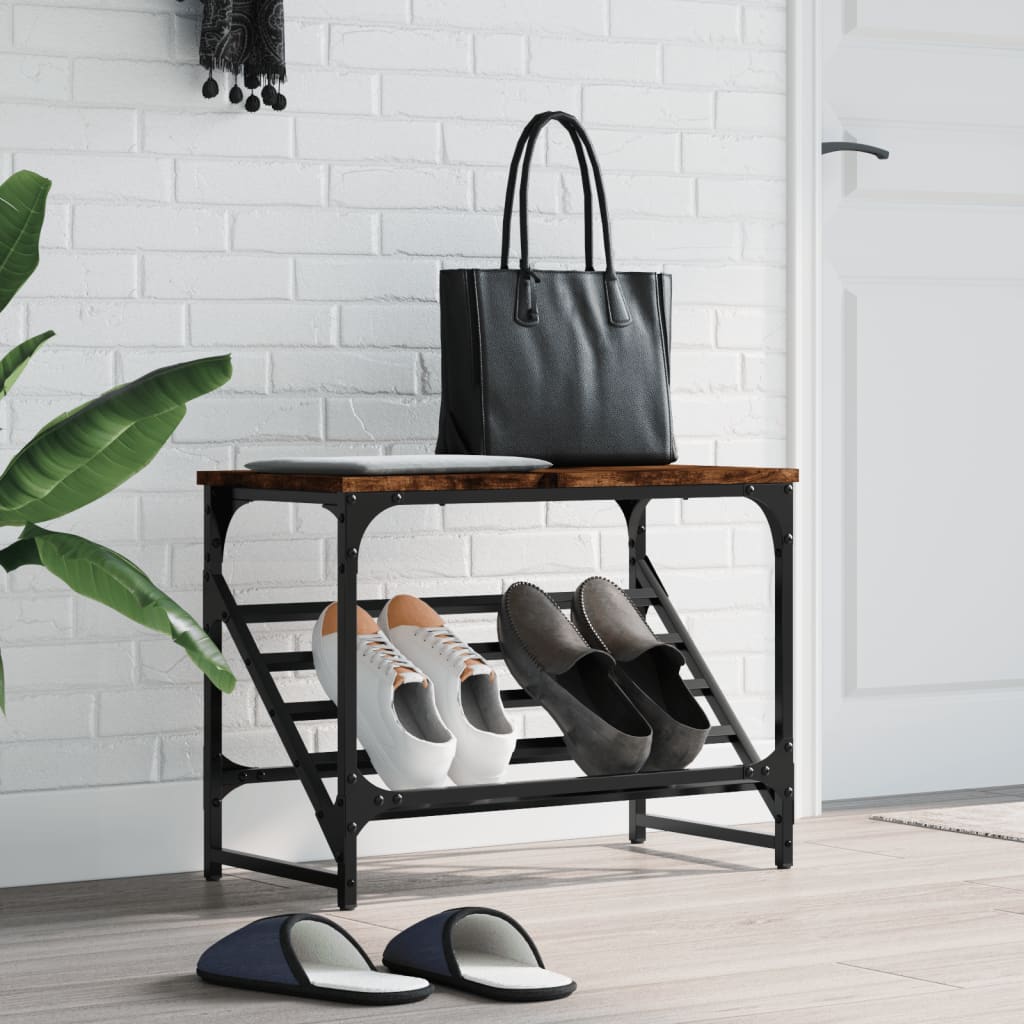 Berkfield Shoe Rack Smoked Oak 60x30x45 cm Engineered Wood