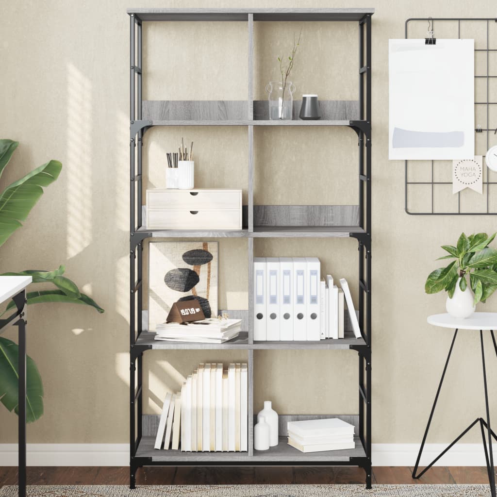 Berkfield Bookshelf Grey Sonoma 78.5x33x153 cm Engineered Wood