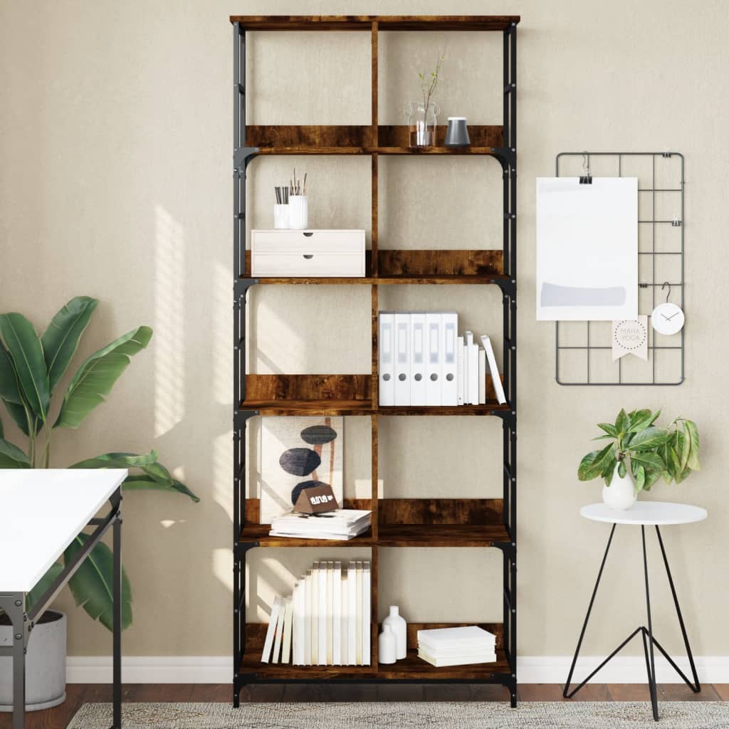 Berkfield Bookshelf Smoked Oak 78.5x33x188.5 cm Engineered Wood