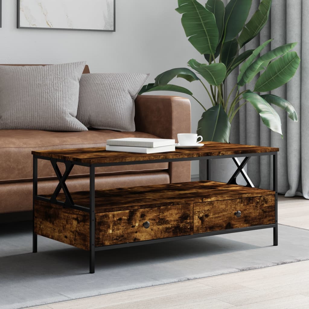 Berkfield Coffee Table Smoked Oak 100x51x45 cm Engineered Wood