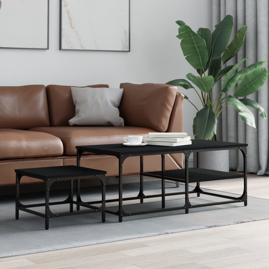 Berkfield Nesting Coffee Tables 2 pcs Black Engineered Wood