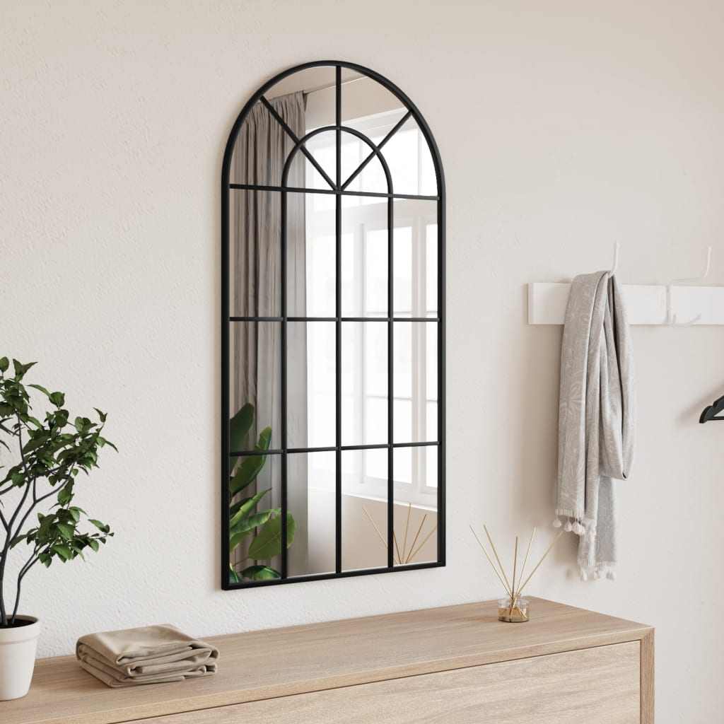 Berkfield Wall Mirror Black 50x100 cm Arch Iron