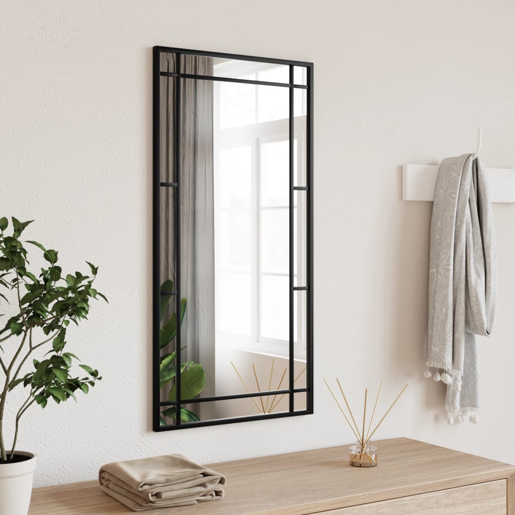 Berkfield Wall Mirror Black 40x80 cm Rectangle Iron