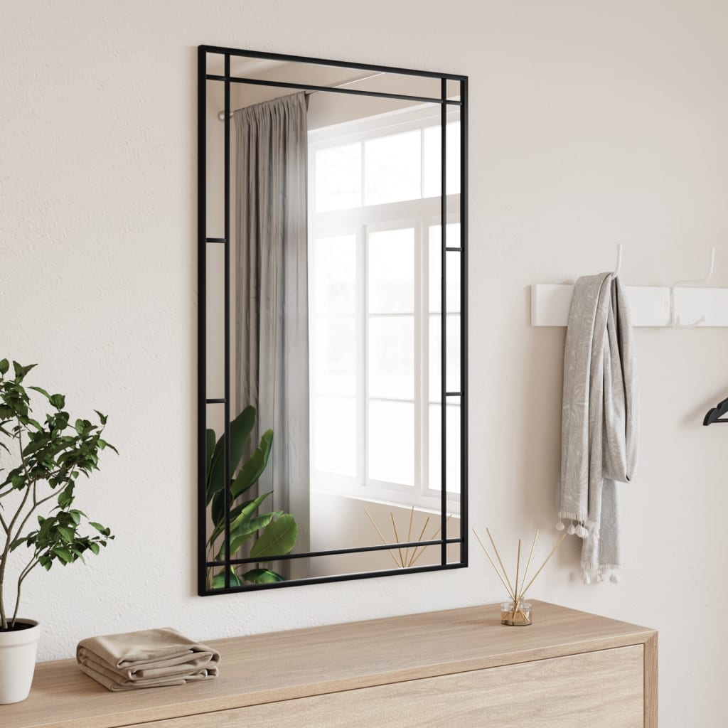 Berkfield Wall Mirror Black 60x100 cm Rectangle Iron
