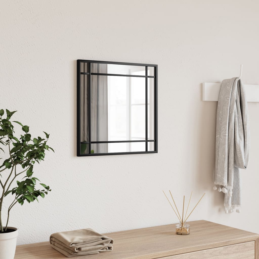 Berkfield Wall Mirror Black 40x40 cm Square Iron