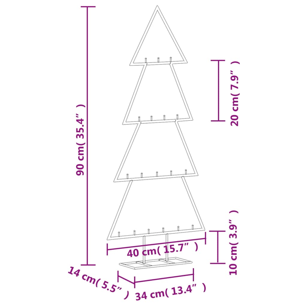 Berkfield Metal Christmas Tree for Decoration Black 90 cm