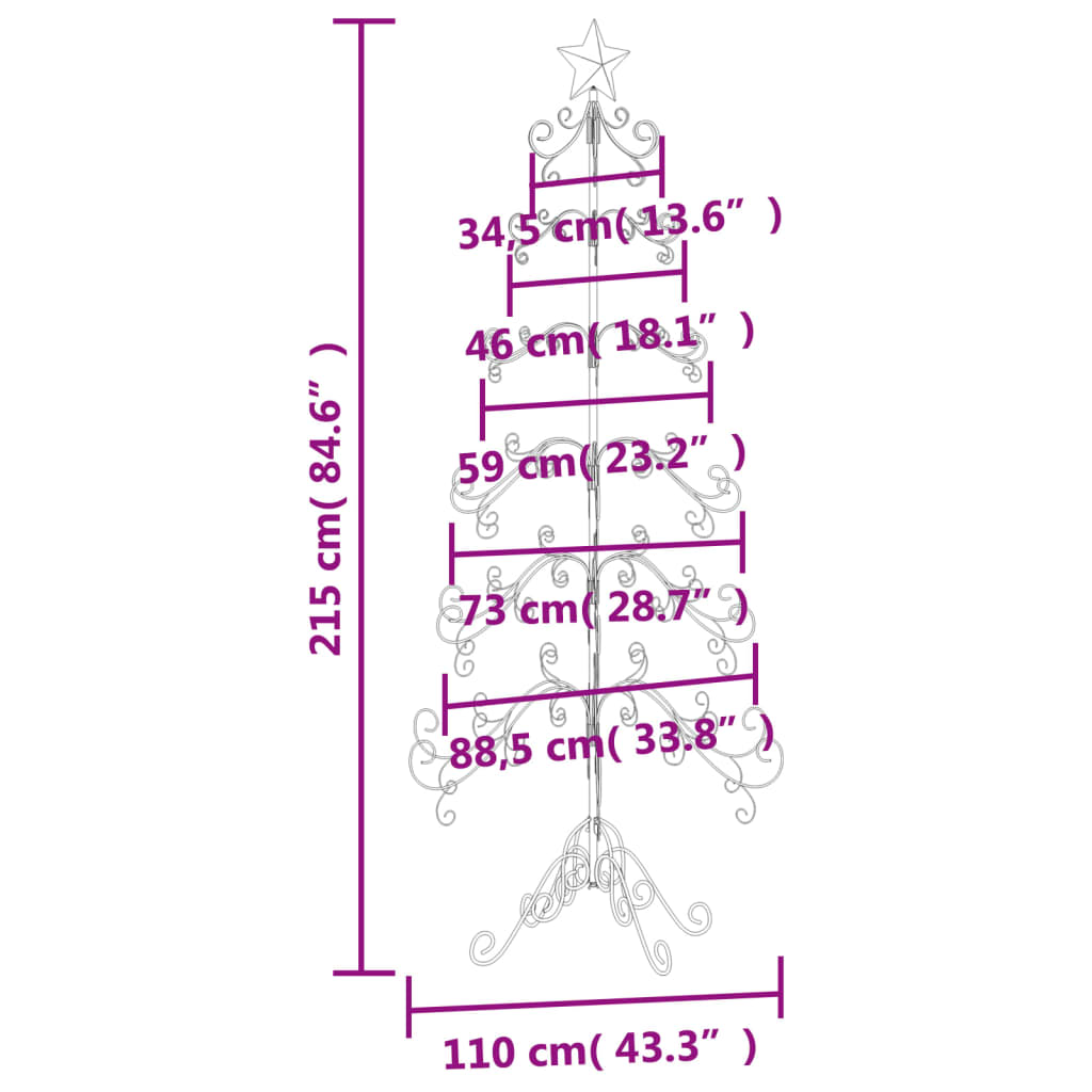 Berkfield Metal Christmas Tree for Decoration Black 215 cm