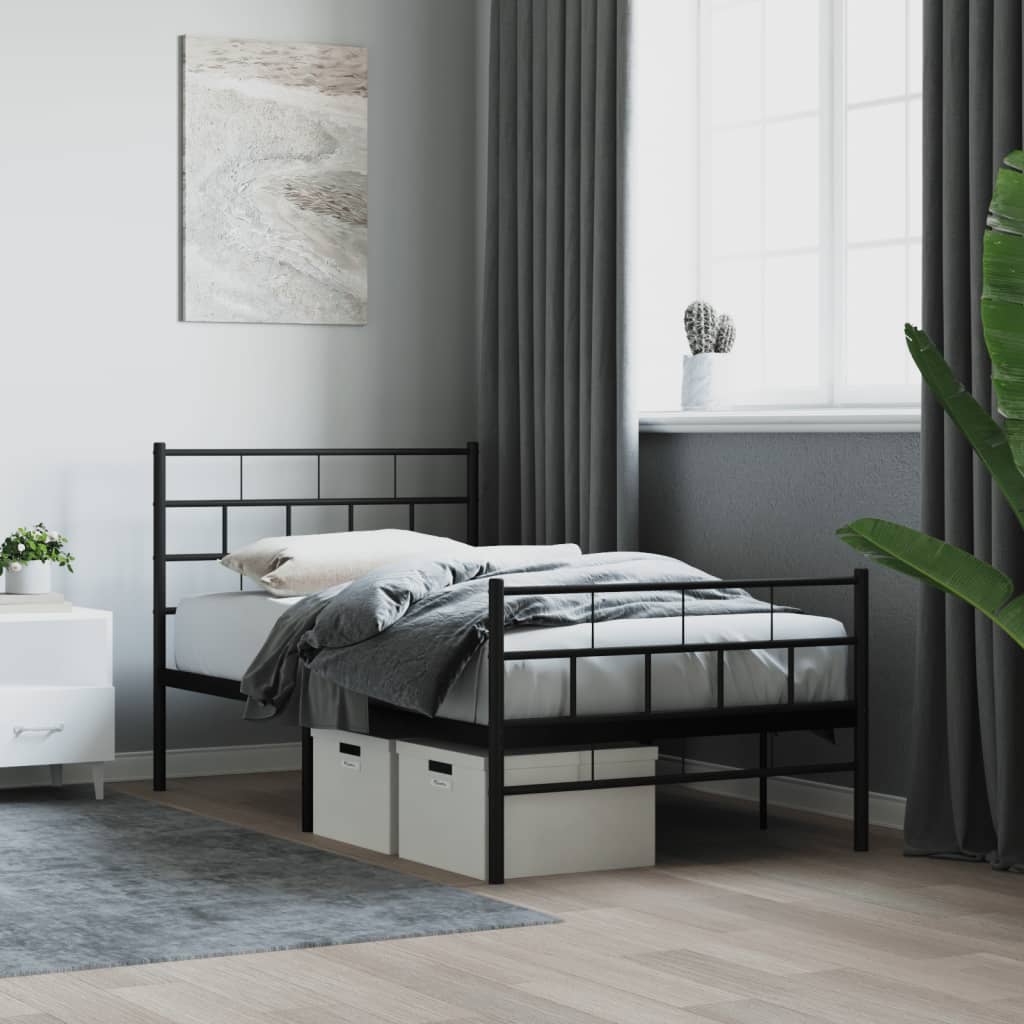 Berkfield Metal Bed Frame with Headboard and Footboard Black 80x200 cm