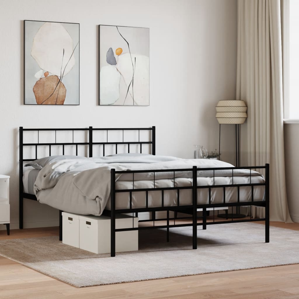 Berkfield Metal Bed Frame with Headboard and Footboard Black 120x200 cm