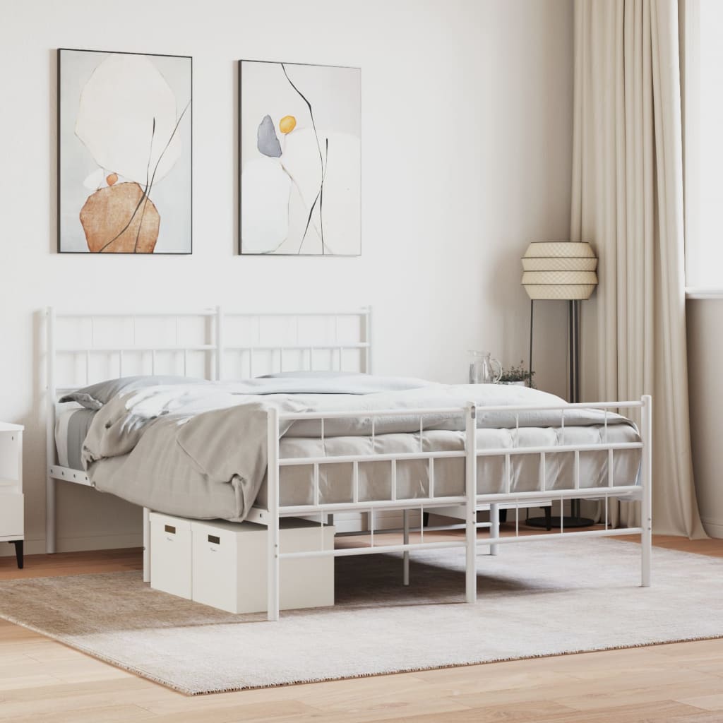 Berkfield Metal Bed Frame with Headboard and Footboard White 120x190 cm