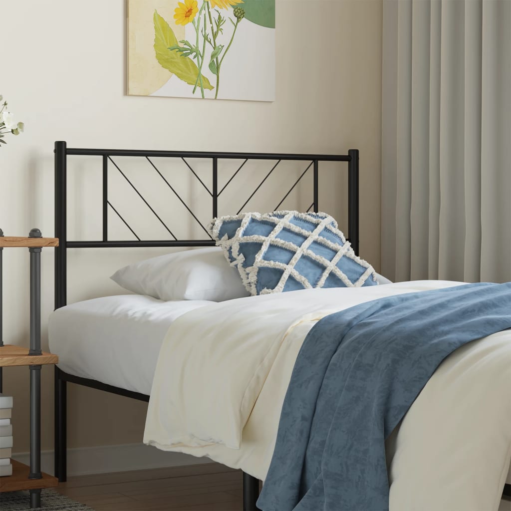 Berkfield Metal Headboard Black 80x90 cm