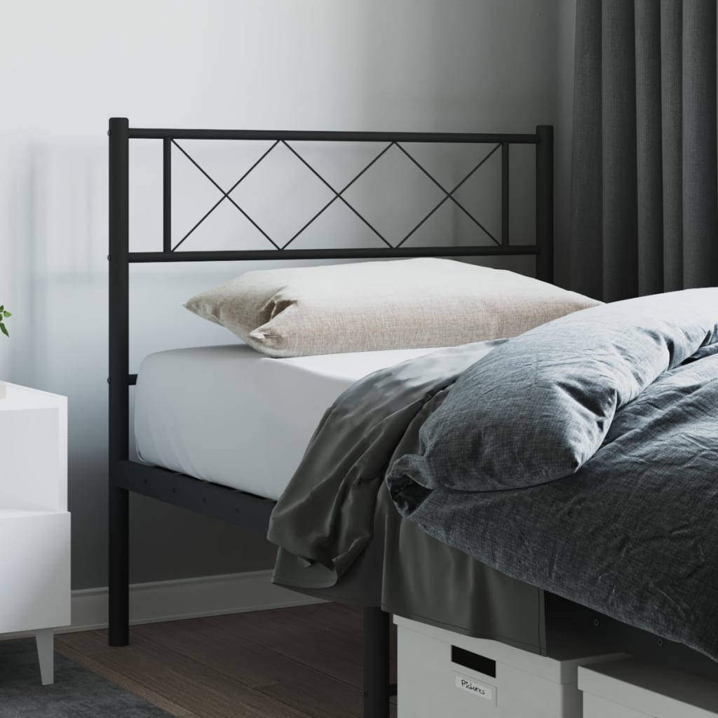 Berkfield Metal Headboard Black 105x90 cm