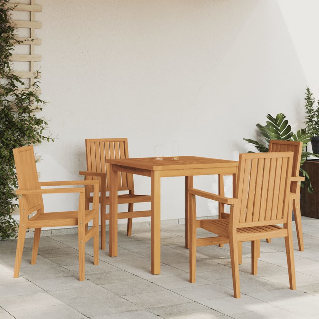 Berkfield 5 Piece Garden Dining Set Solid Wood Teak