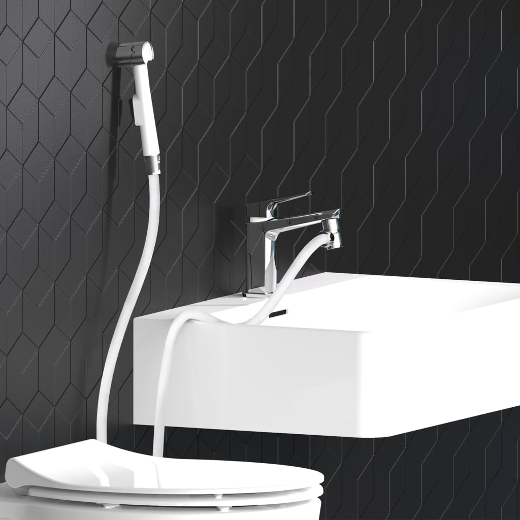 EISL Basin Hand Shower Set with Wall Bracket and Shower Hose White