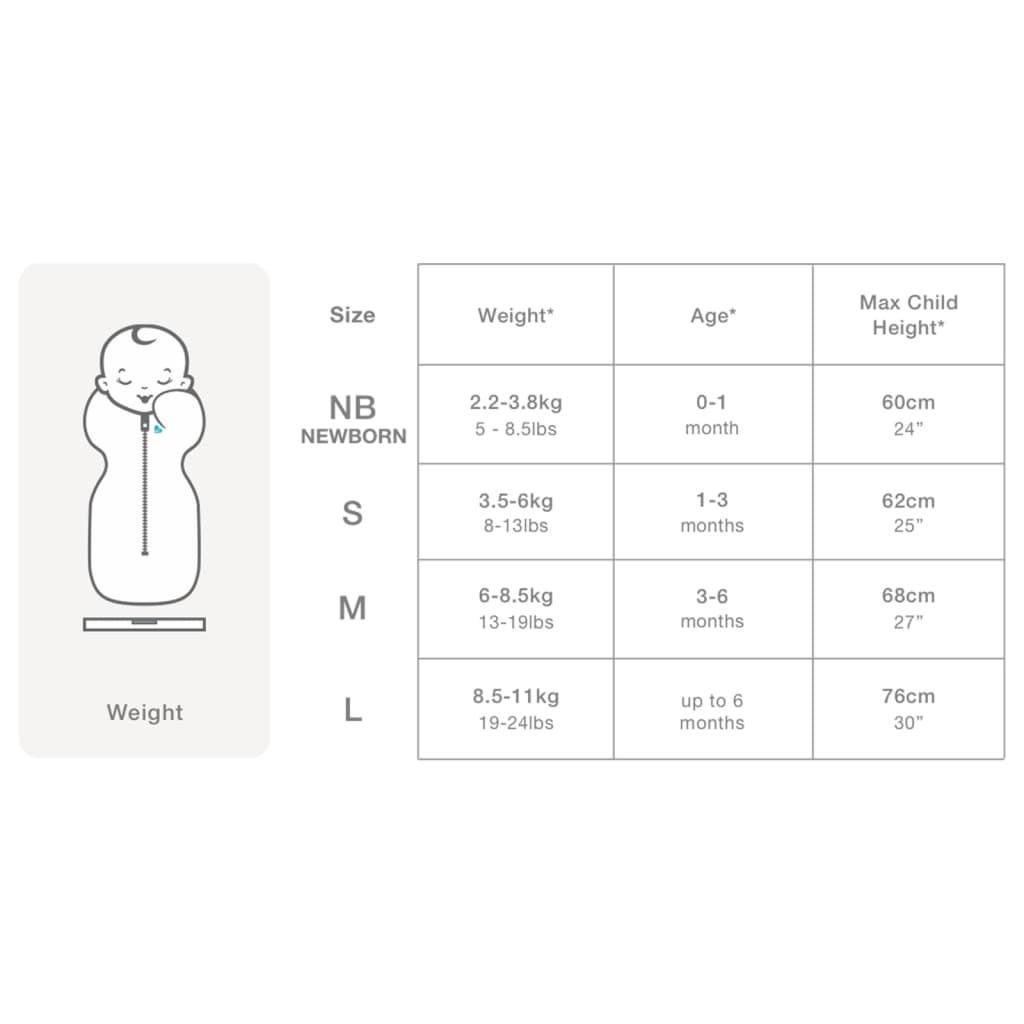 Love to Dream Baby Swaddle Swaddle Up Lite Stage 1 M Text Grey