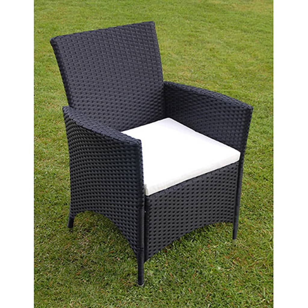 Berkfield 9 Piece Outdoor Dining Set with Cushions Poly Rattan Black