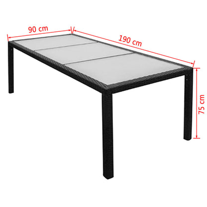 Berkfield 9 Piece Outdoor Dining Set with Cushions Poly Rattan Black