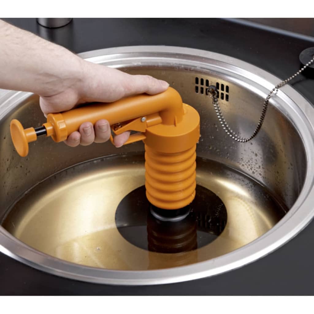 Drain Buster Handheld Drain Plunger Orange and Black