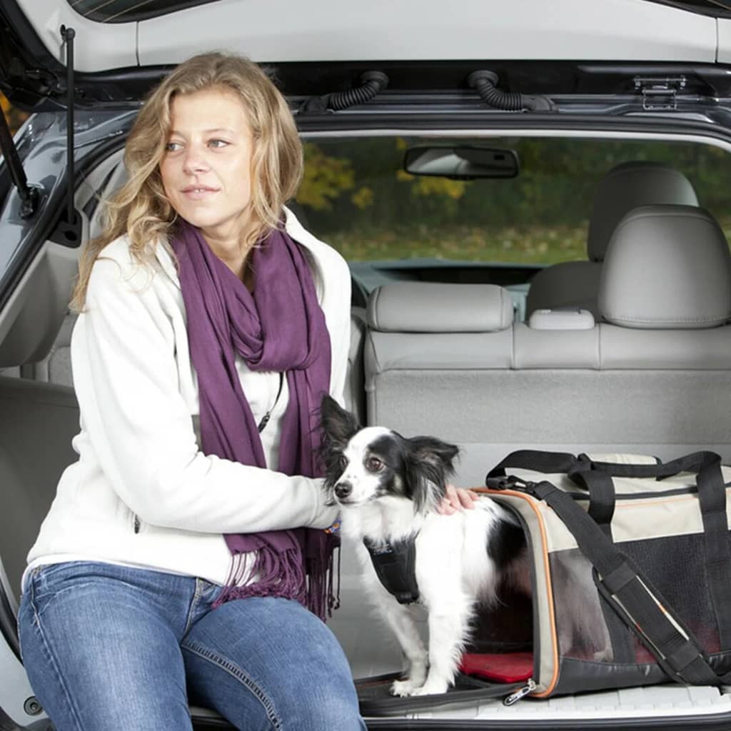 Kurgo Dog Travel Bag "Wander Carrier" Black. Orange and Sand