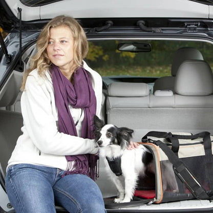 Kurgo Dog Travel Bag "Wander Carrier" Black. Orange and Sand