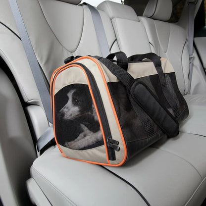 Kurgo Dog Travel Bag "Wander Carrier" Black. Orange and Sand