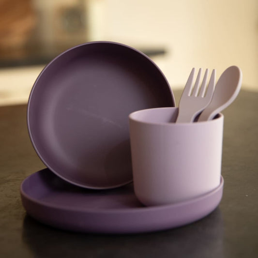 Bo Jungle 5 Piece Baby Tableware Set CPLA Purple and Pink