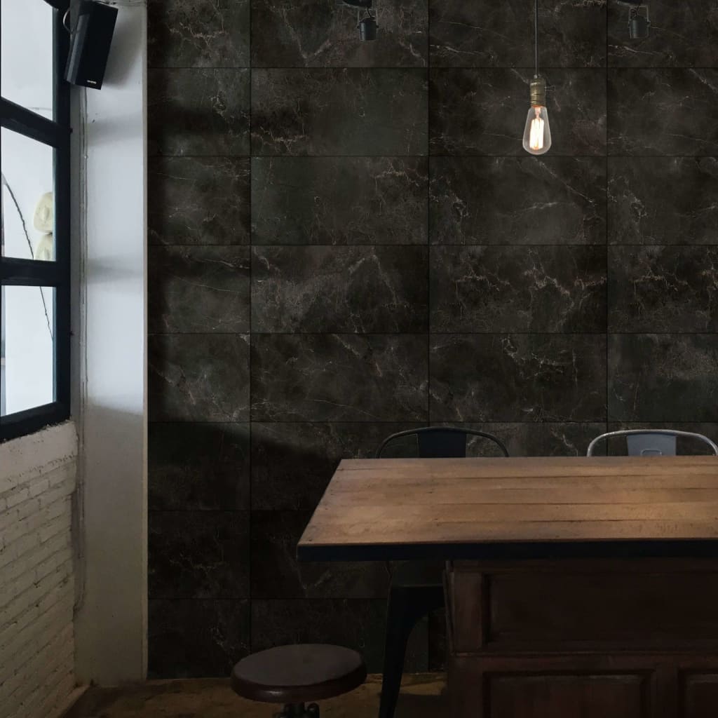 Grosfillex Wallcovering Tile Gx Wall+ 11pcs Marble 30x60 cm Black