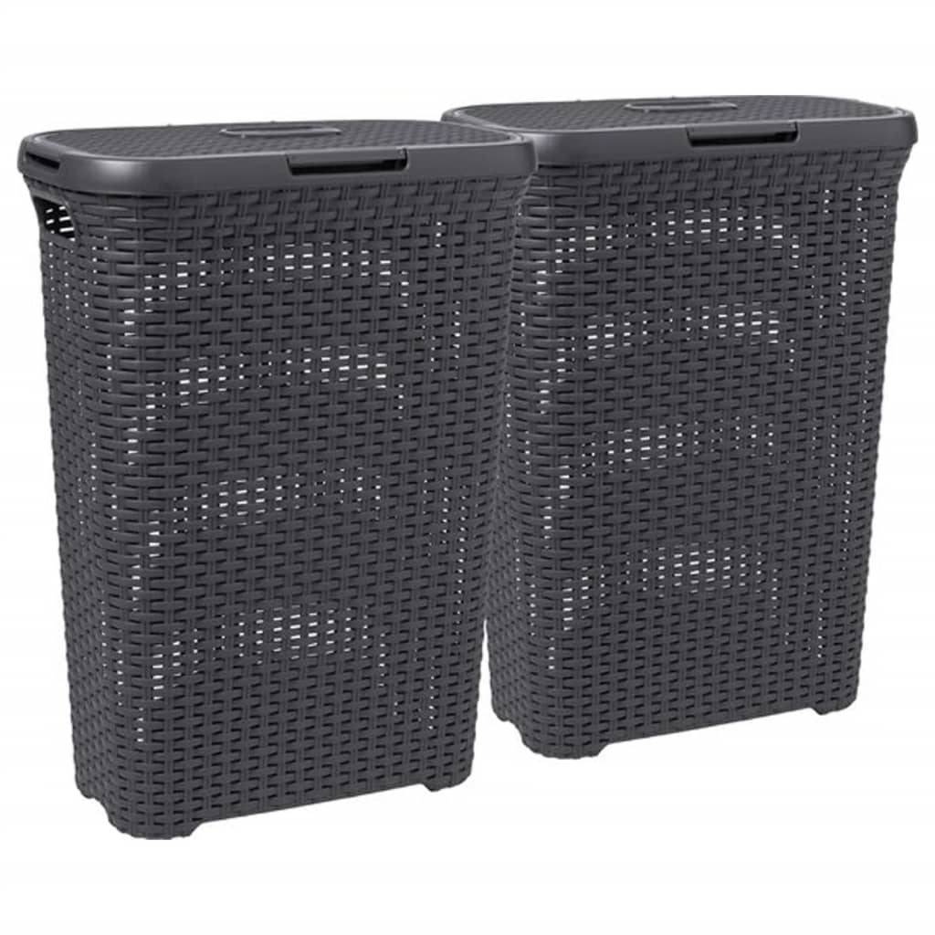 Curver Laundry Basket Set with Lid Style 2x40L Anthracite