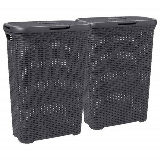 Curver Laundry Basket Set with Lid Style 2x40L Anthracite