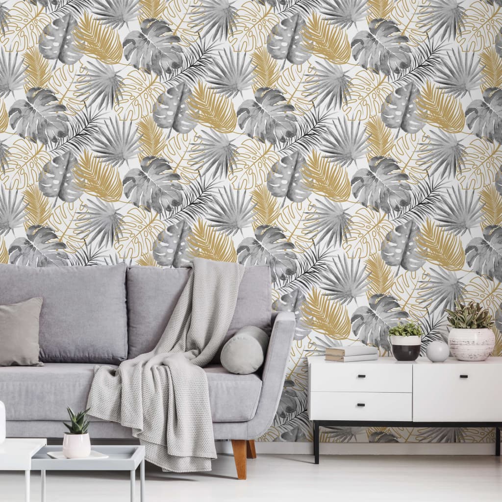 DUTCH WALLCOVERINGS Wallpaper Monstera Leaves Black