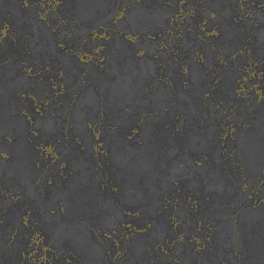 DUTCH WALLCOVERINGS Wallpaper Marble Black and Gold