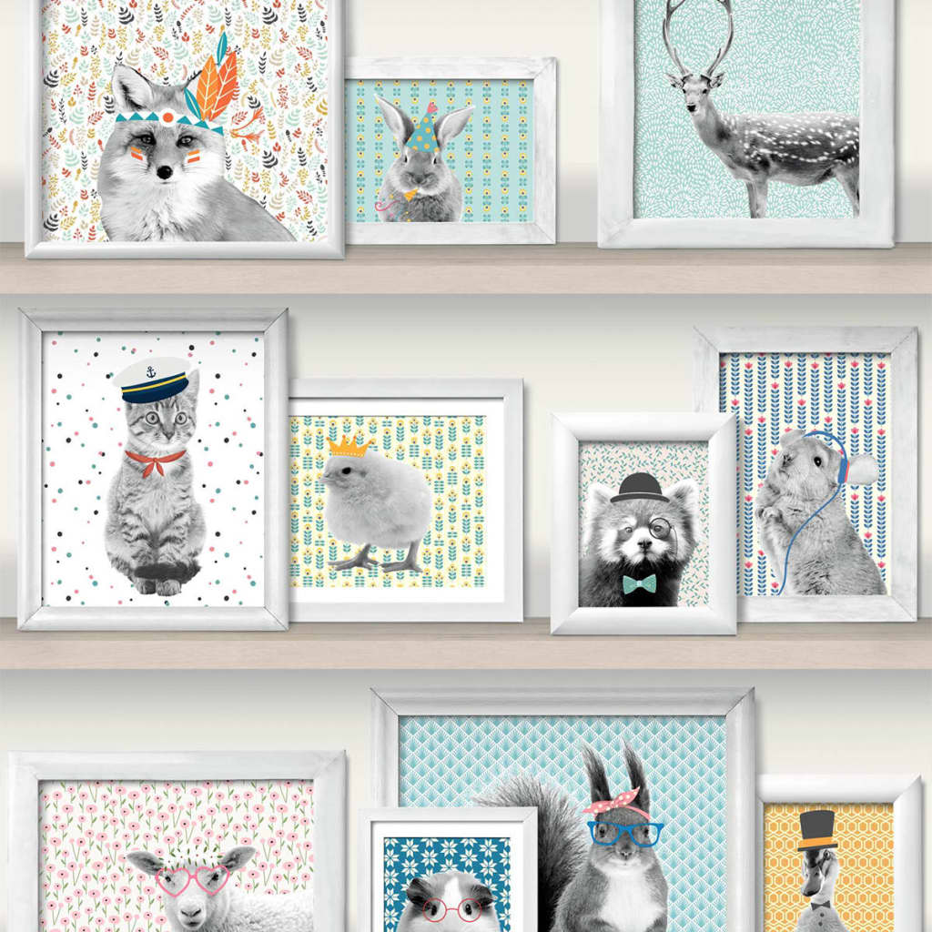 DUTCH WALLCOVERINGS Wallpaper Animal Photo Frames Multicolour L325-01