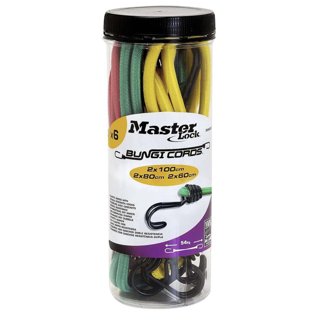 Master Lock Six Piece Bungee Cord Set Twin Wire 3040EURDAT
