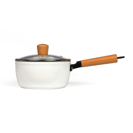 Livoo Sauce Pan with Wooden Handle 18 cm White