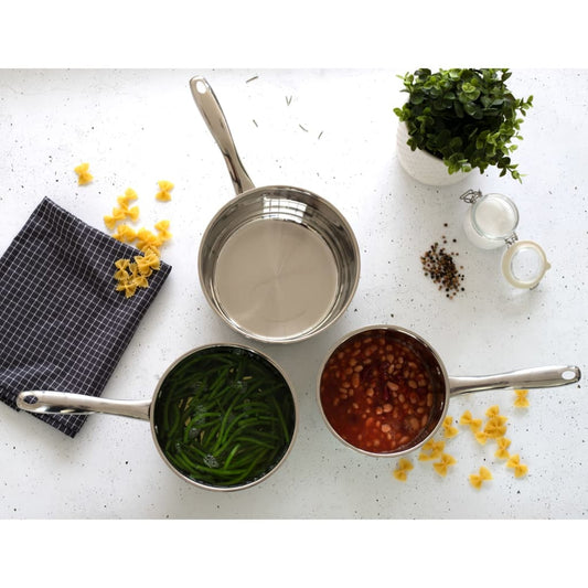 Livoo 3-Piece Saucepan Set Stainless Steel Silver